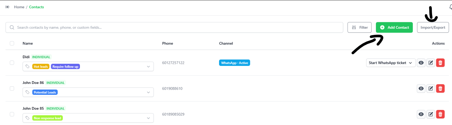 Contacts screenshot 1