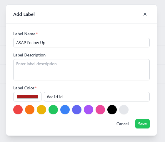 Labels screenshot 2