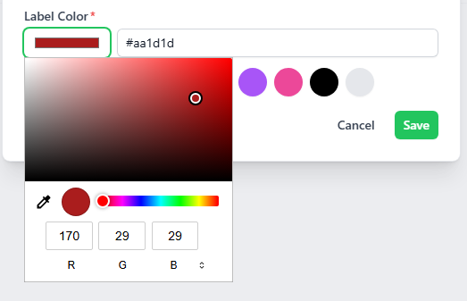 Labels screenshot 3