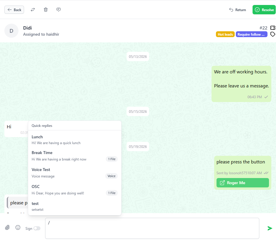 Quick Reply screenshot 3