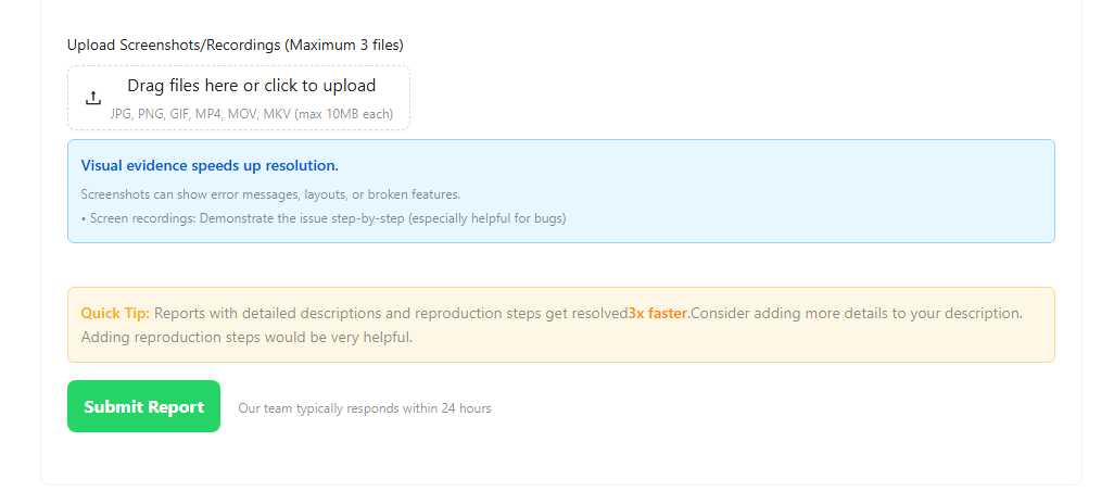 Report Issue screenshot 4