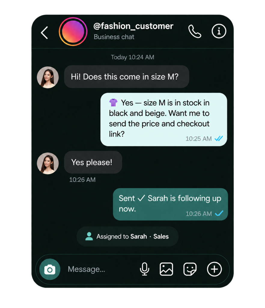 WaaPY Instagram DM automation dashboard showing a shared inbox with Instagram Direct conversations
