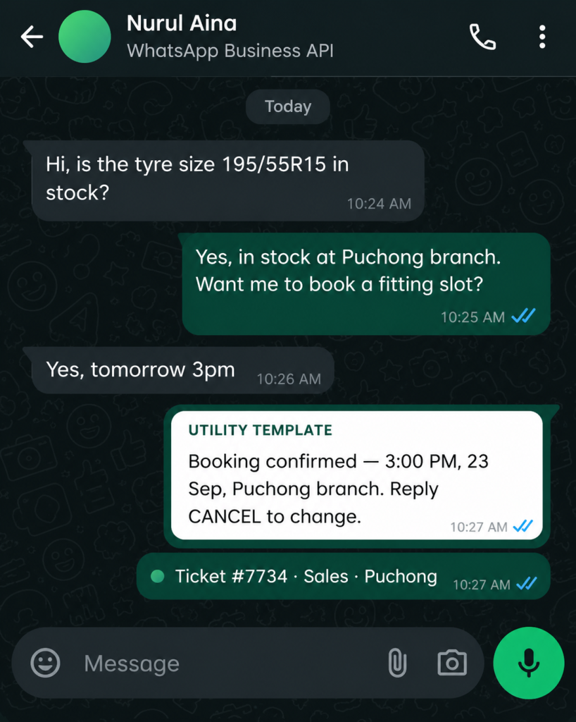 WaaPY WhatsApp Business API dashboard showing a shared team inbox with WhatsApp conversations